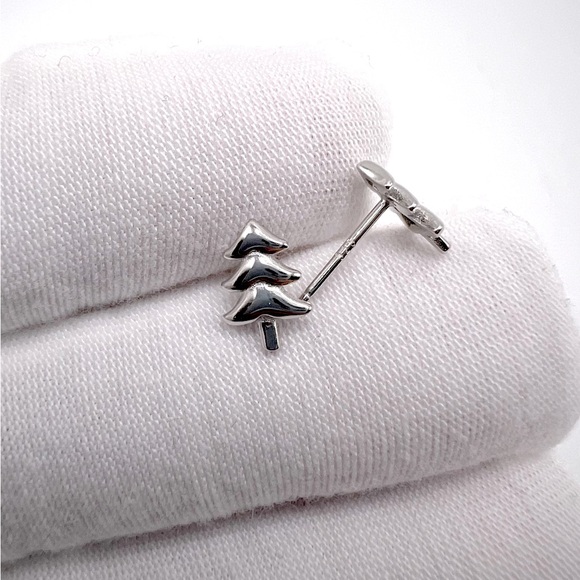 .925 Sterling Silver Christmas Tree Stud Earrings - Picture 11 of 13